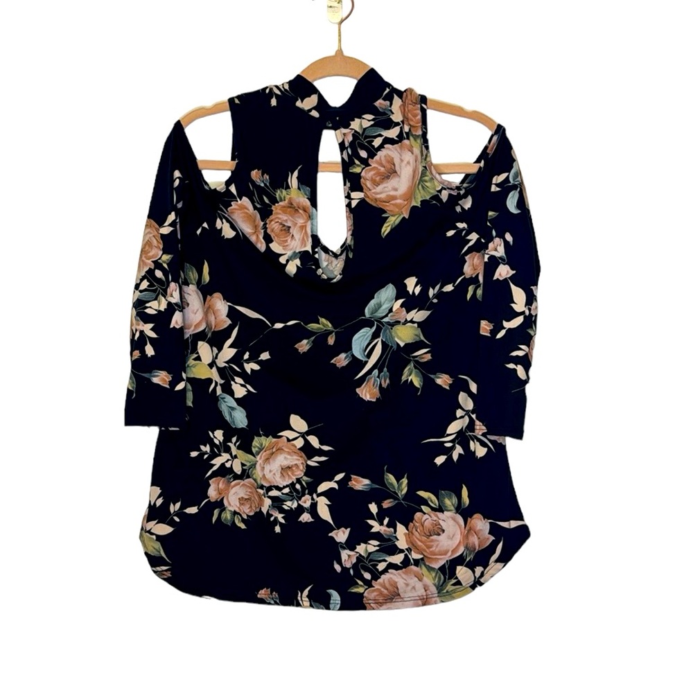 Lime and Chili Black Floral Cold Shoulder